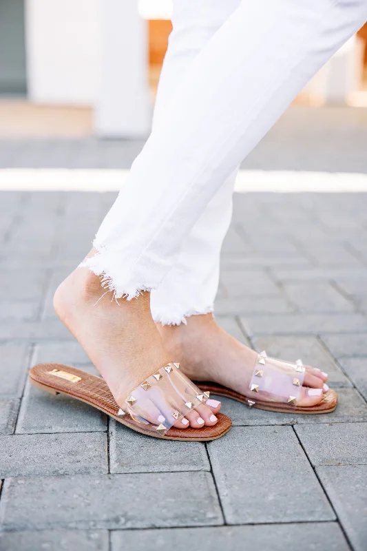 Catch Their Attention Clear Studded Sandals