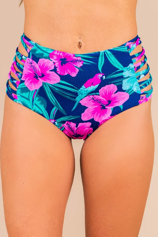 Cherish The Sun Navy Blue Floral Bikini Bottoms