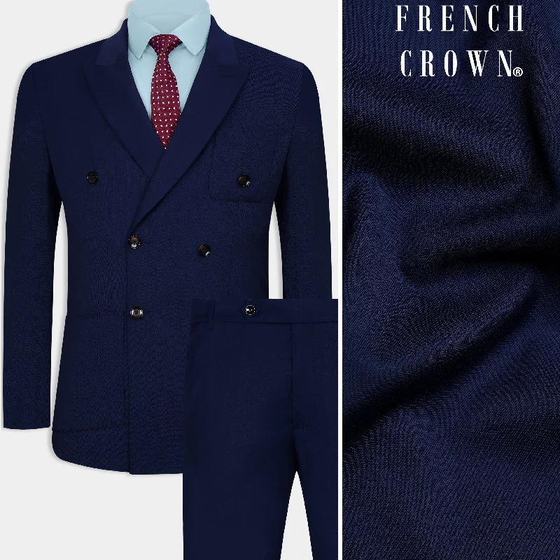 Cinder Blue Wool Rich Double Breasted Sports Suit