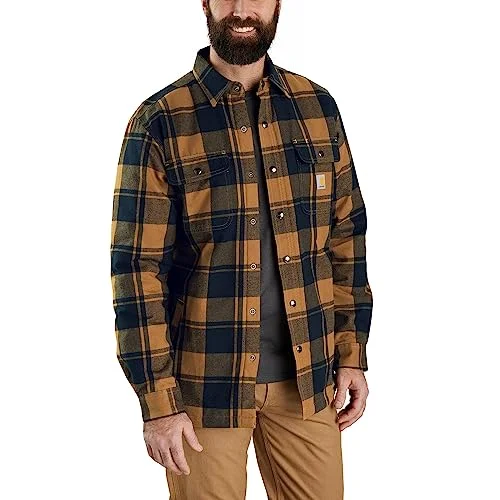 PR ONLY Carhartt 105939 Men's Relaxed Fit Flannel Sherpa-Lined Shirt Jac