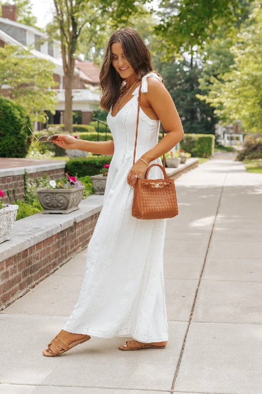 Cream Linen Stitch Wide Leg Jumpsuit - FINAL SALE