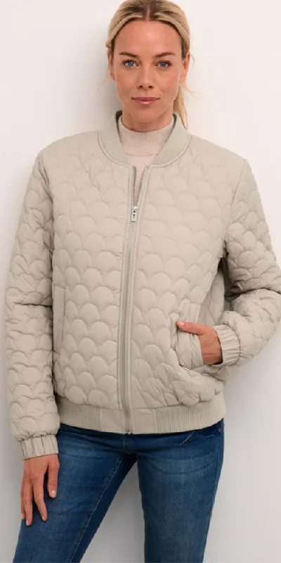 Cream Quilted Bomber