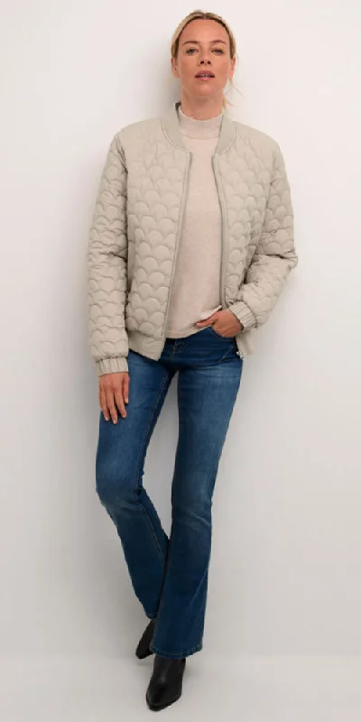 Cream Quilted Bomber