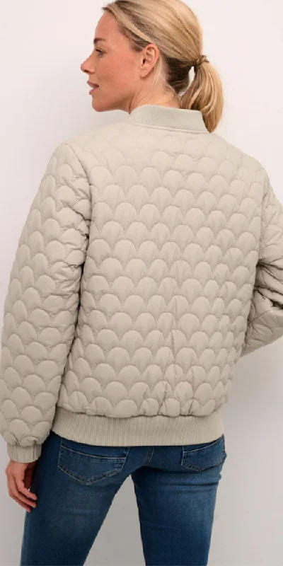 Cream Quilted Bomber