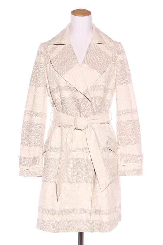 DAVID LAWRENCE - Cream & taupe stripe linen coat! 10