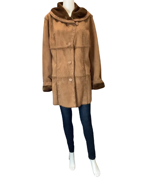 Dennis Basso Women's Coat Brown Faux Suede Size: M