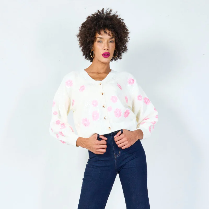 Floral button-up cardigan wholesale