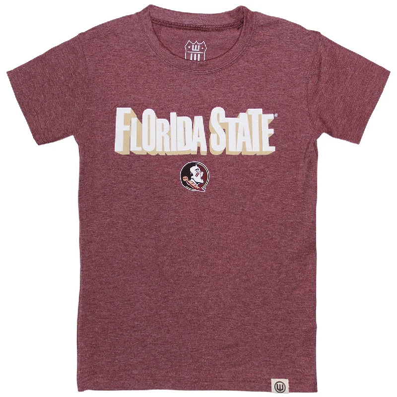 Wes & Willy Girl's Florida State Seminole Logo Short Sleeve Tri-blend T-shirt - Garnet