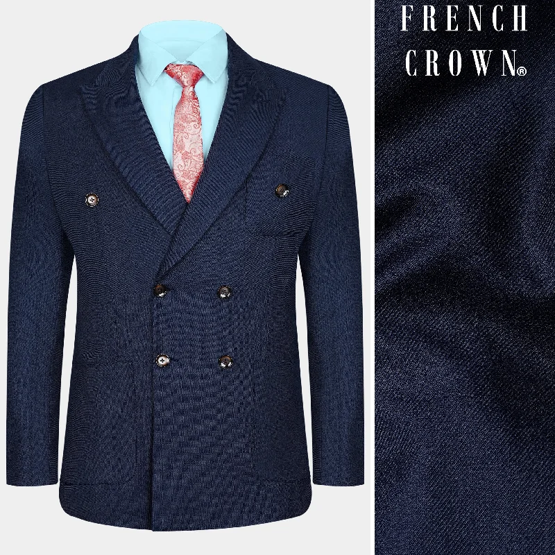 Haiti Blue Wool Rich Double Breasted Sports Blazer