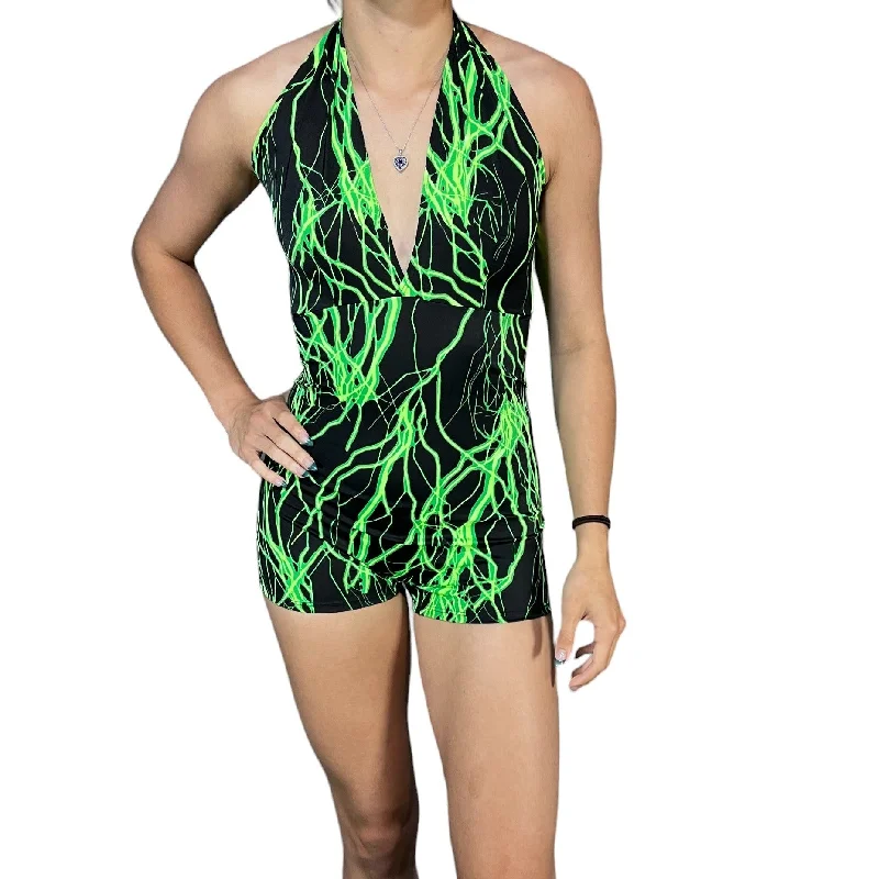 Halter Romper - Green Lightning