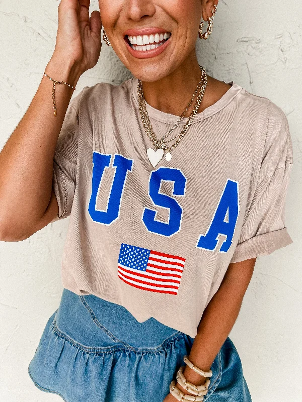 USA Oversized Mineral Washed Graphic Tee