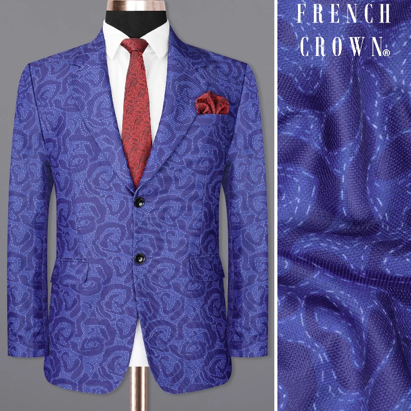 Indigo with Scampi Blue Camouflage Designer Blazer