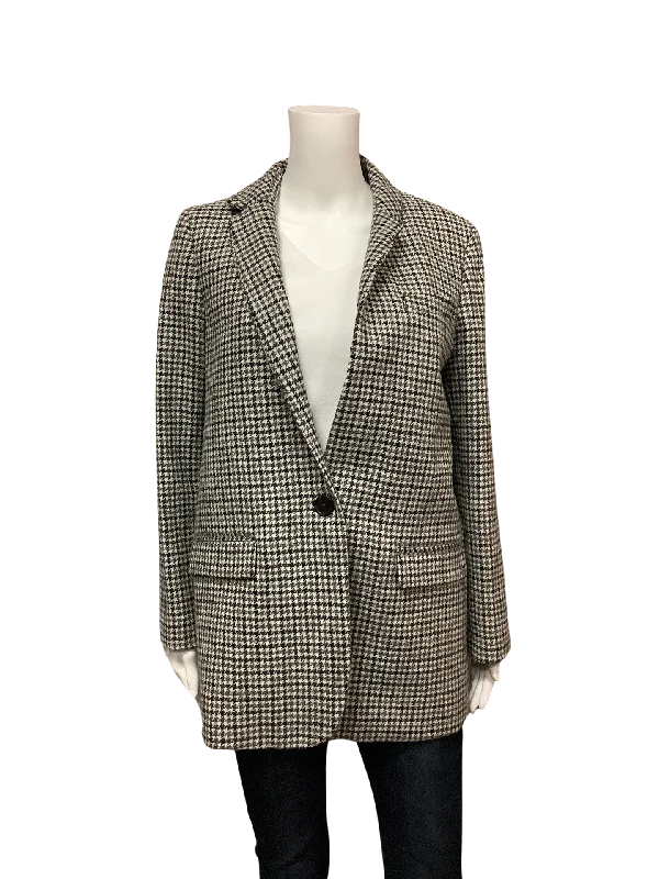 J Crew Women's Jacket Houndstooth Wool Notched Size: 4 W/Tags