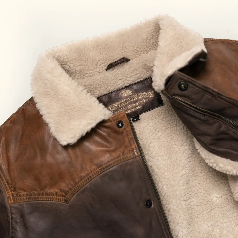 Jackson Leather Sherpa Jacket | Tan & Brown