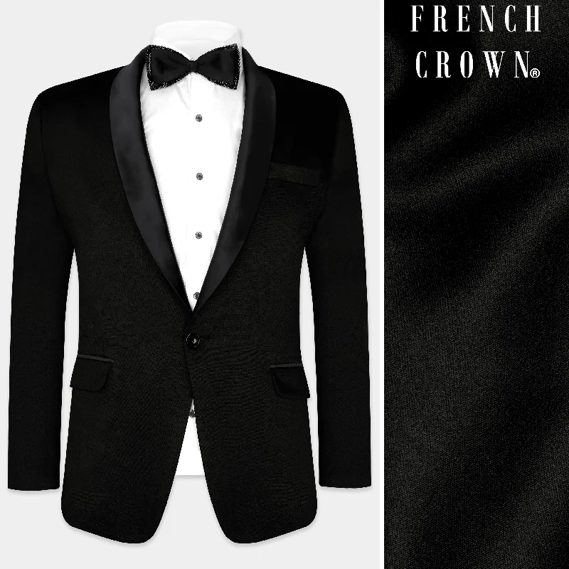 Jade Black Wool Rich Tuxedo Blazer