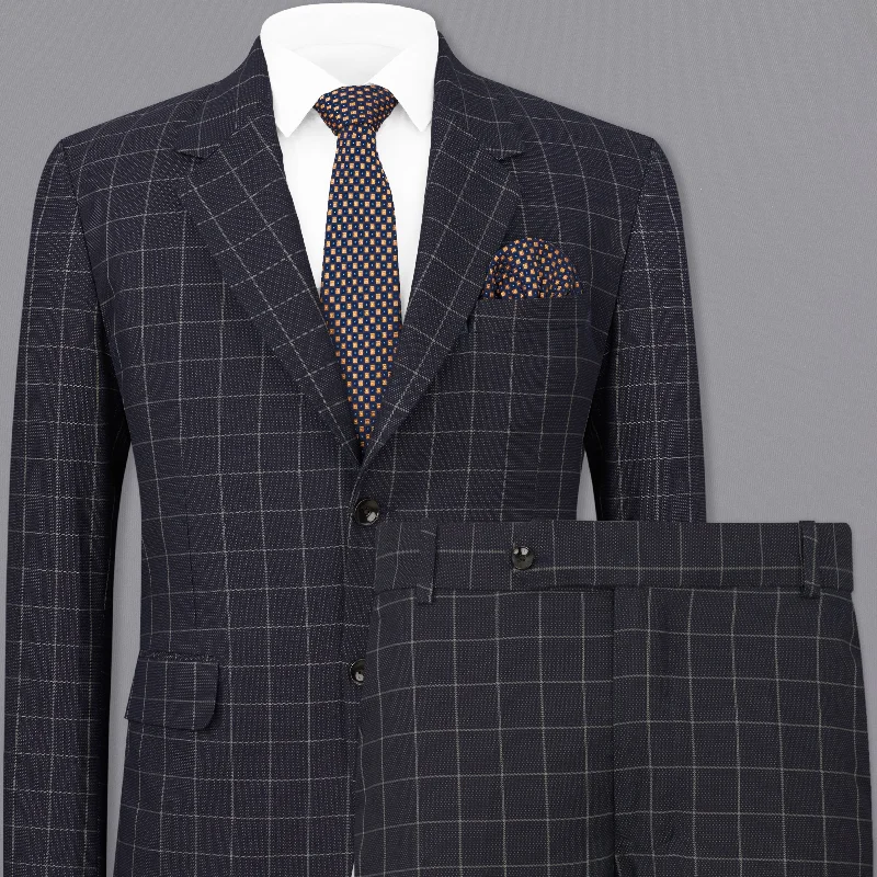 Jaguar Black Windowpane Single Breasted Suit