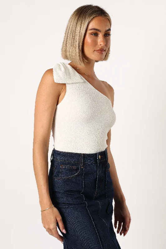 Jordana One Shoulder Bodysuit - White