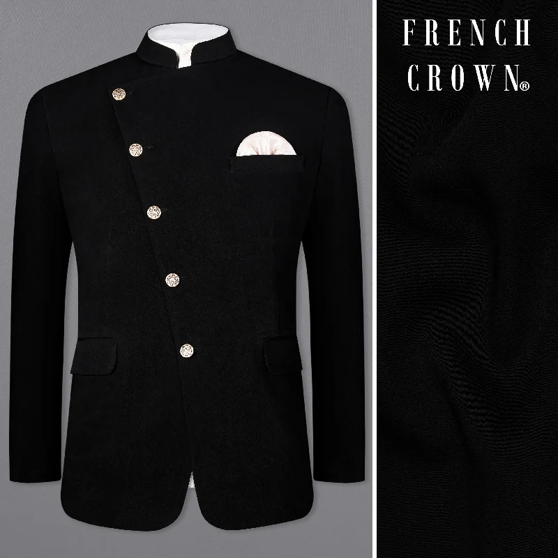 Korean Black (The Best Black We Have) Cross Placket Bandhgala Blazer