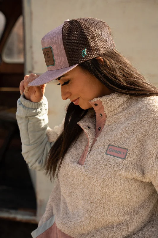 ""Ladies Fleece Pullover"" Tan w/Pink & Green