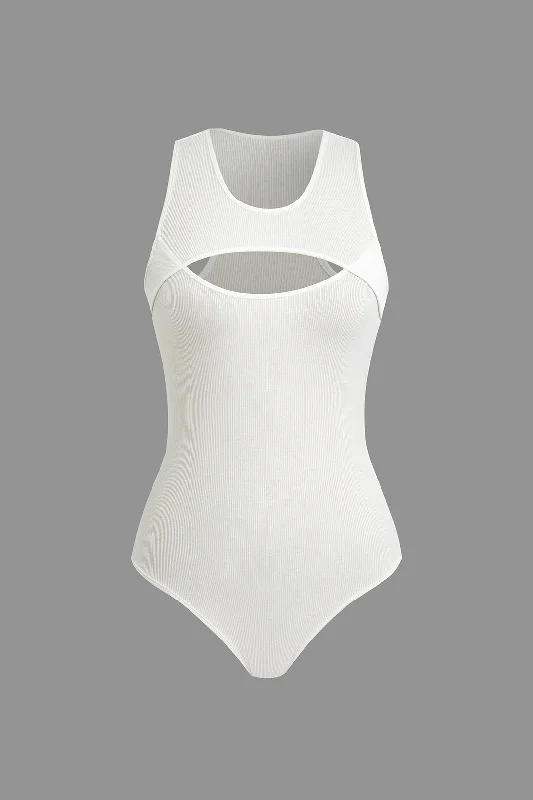 Solid Cut Out Bodysuit