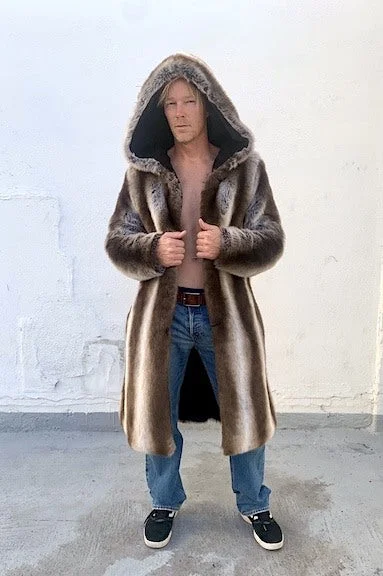 Mens Playa Coat in ""Silver Brown Fox"" Chinchilla