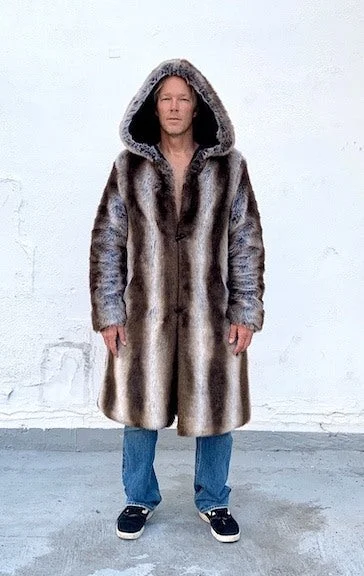 Mens Playa Coat in ""Silver Brown Fox"" Chinchilla