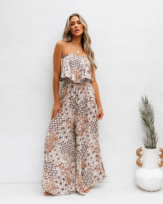 Multi Print Wide Leg Tube Jumpsuit - FINAL SALE