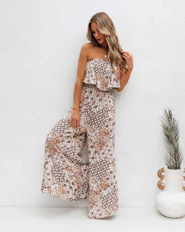 Multi Print Wide Leg Tube Jumpsuit - FINAL SALE