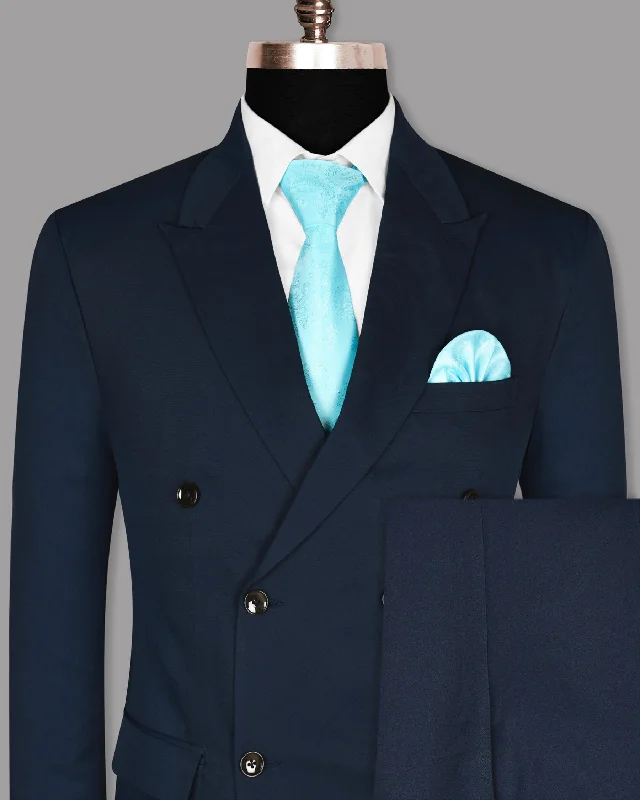 Navy Wool Rich Double Breasted Suit