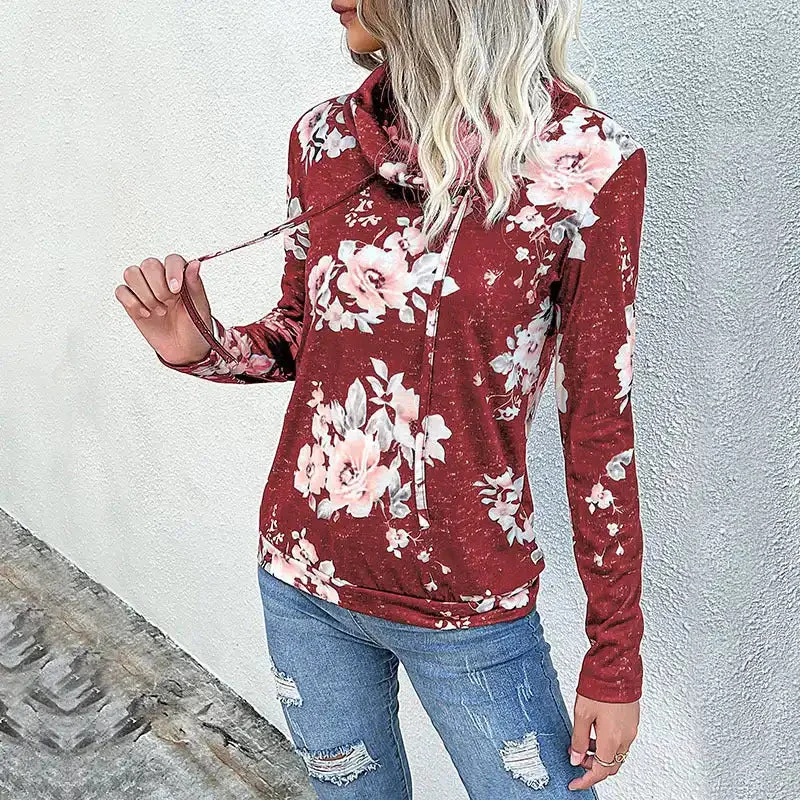 New Ladies Long Sleeve Floral Print Sweatshirt