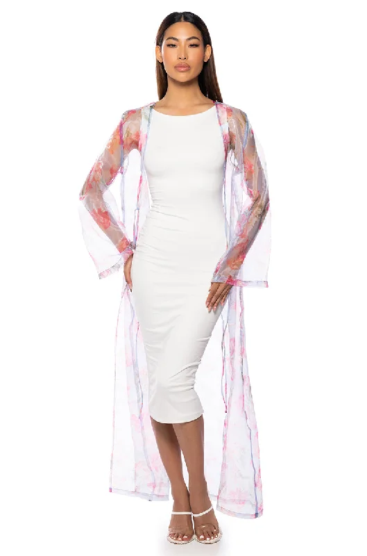 NOW AND FOREVER FLORAL CHIFFON DUSTER