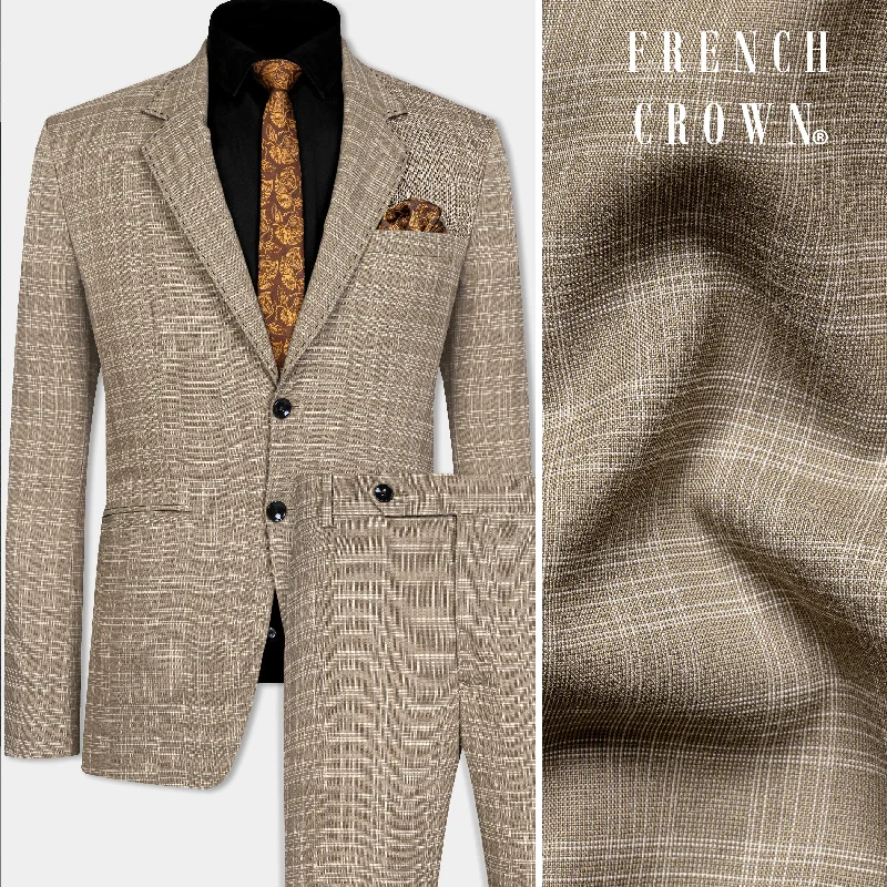 Oyster Brown Plaid Wool Rich Suit