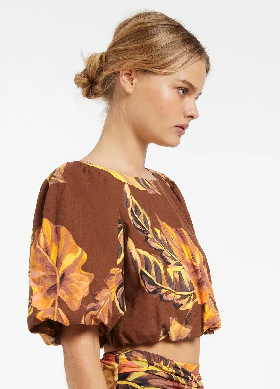 Palmas Puff Sleeve Top - Chocolate