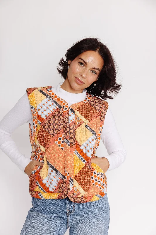 Patchwork Vest in Orange Multi