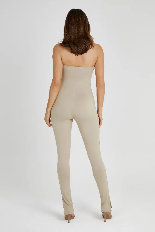 Peggy Strapless Jumpsuit - Taupe