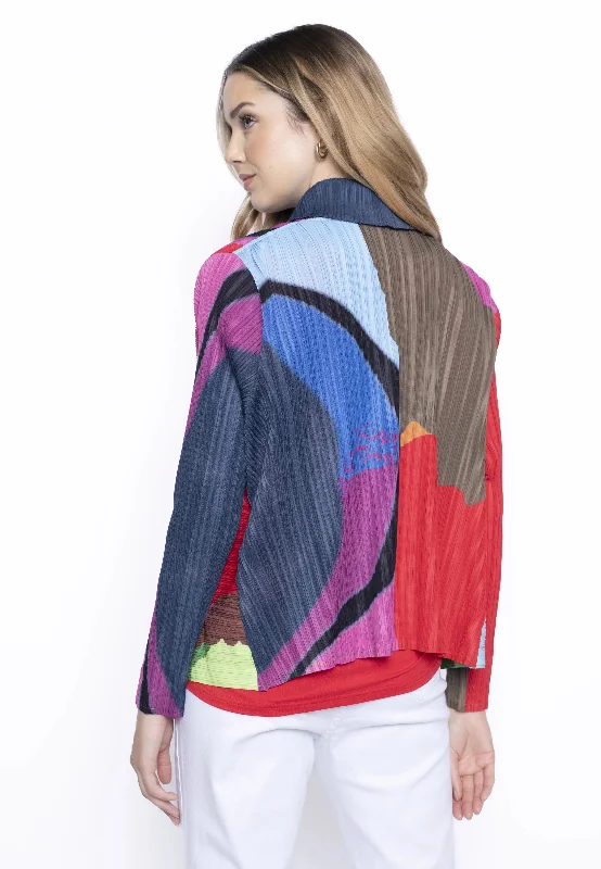 Picadilly Red Multi-Color Pleated Jacket - JM594TA M99