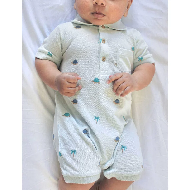 Purebaby Organic Turtle Polo Growsuit