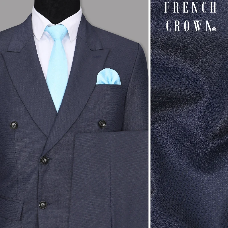 Royal Blue Wool-rich Double-breasted Sports Suit