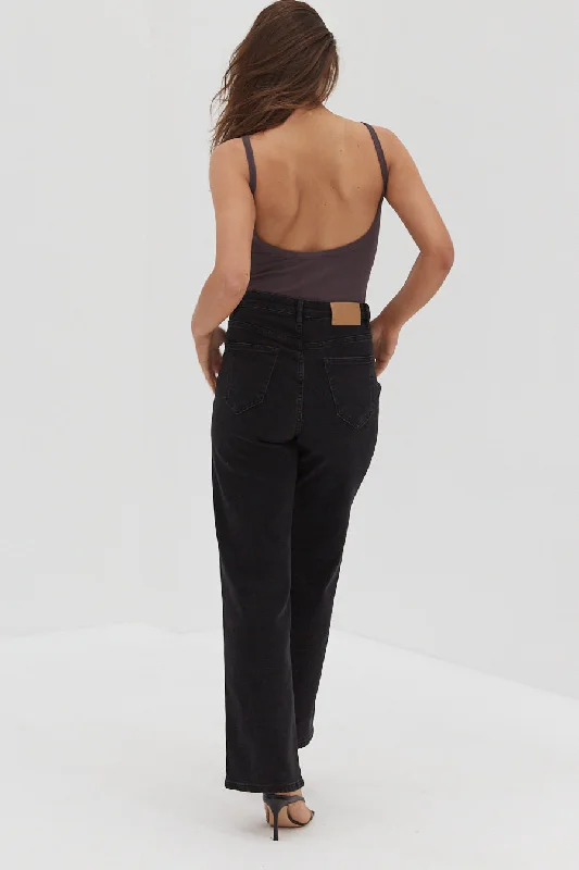 Scoop Back Bodysuit - Dark Grey