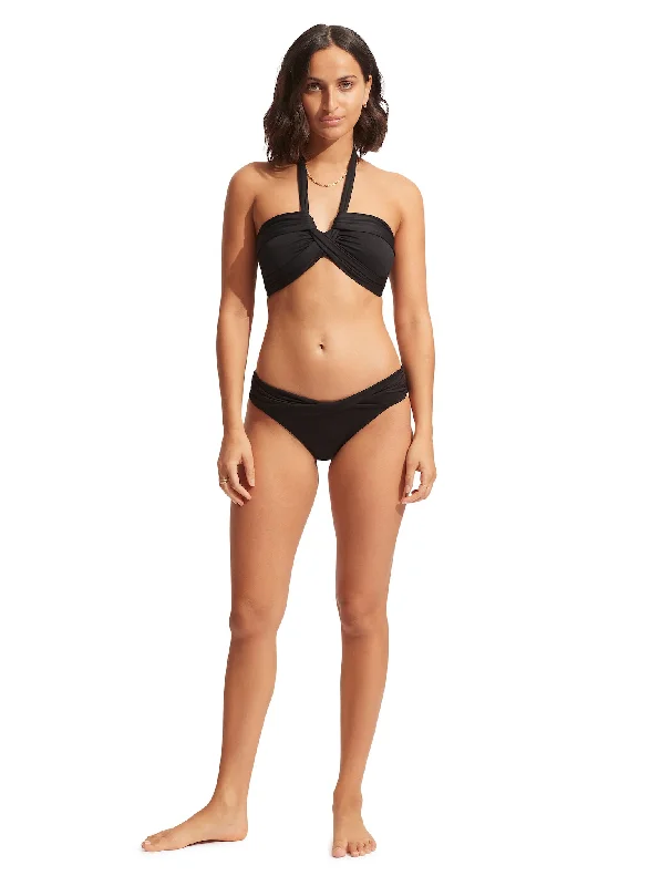 SEAFOLLY ESSENTIAL HALTER BANDEAU TOP - BLACK