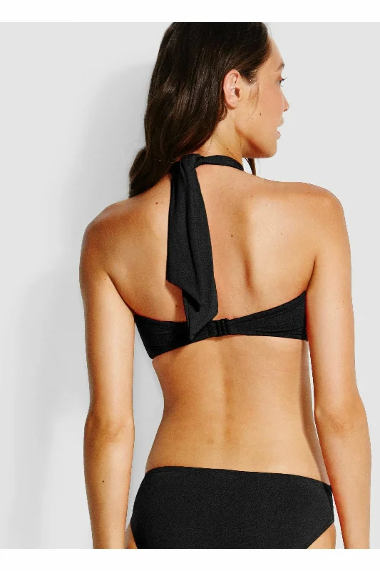 SEAFOLLY ESSENTIAL HALTER BANDEAU TOP - BLACK