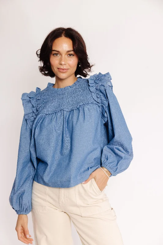 Shyla Blouse in Blue Denim