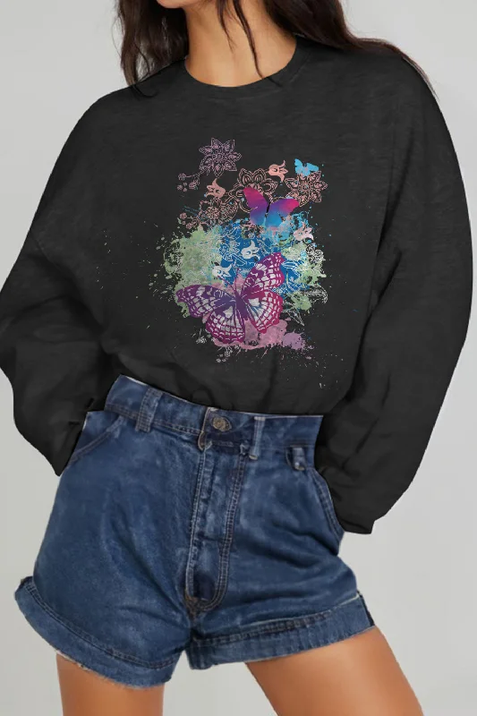 Simply Love Full Size Butterfly Graphic Sweatshirt