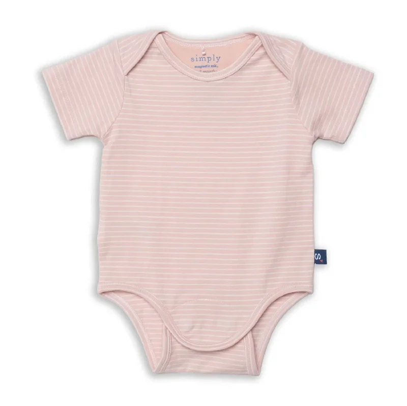 egret/peach stripe CloudStretch™ magnetic bodysuit