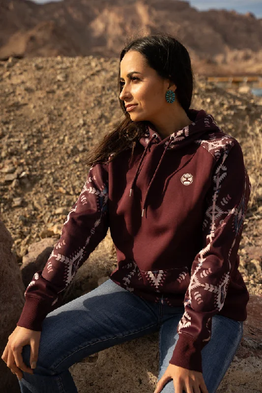 ""Summit"" Maroon / Aztec Hoody