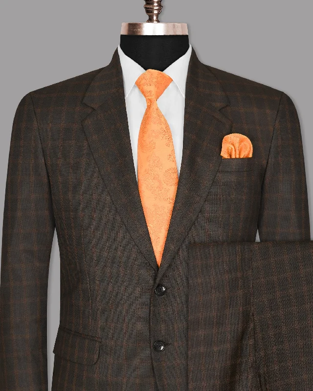 Thunder Brown Tonal Windowpane Suit