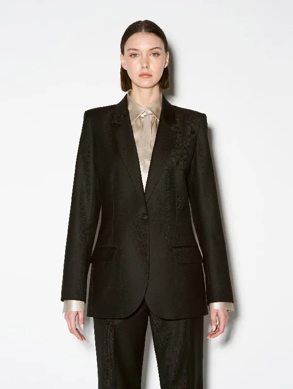 Veste de costume gabardine laine cachemire noire