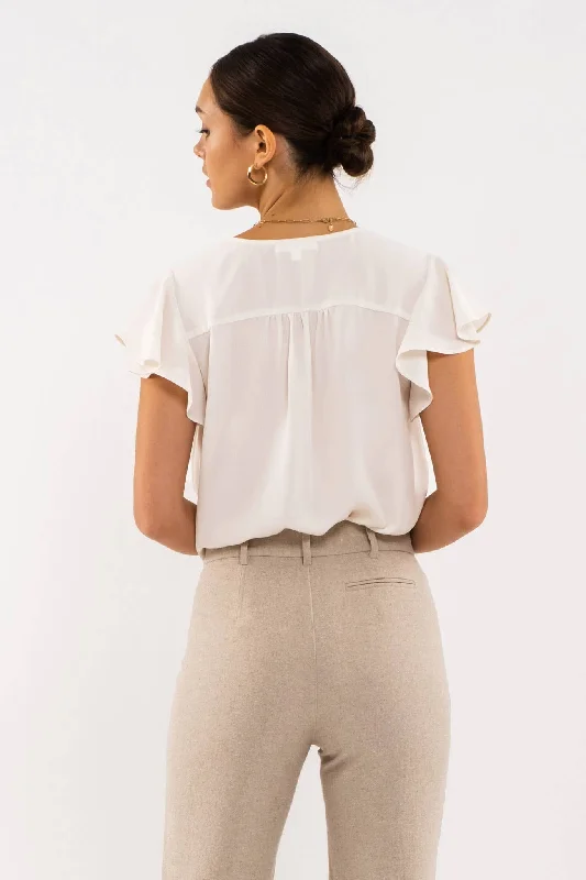 White Butterfly Sleeve Top