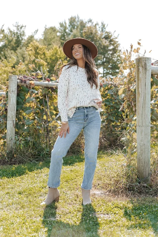 White Multi Color Pom Pom Pullover Sweater