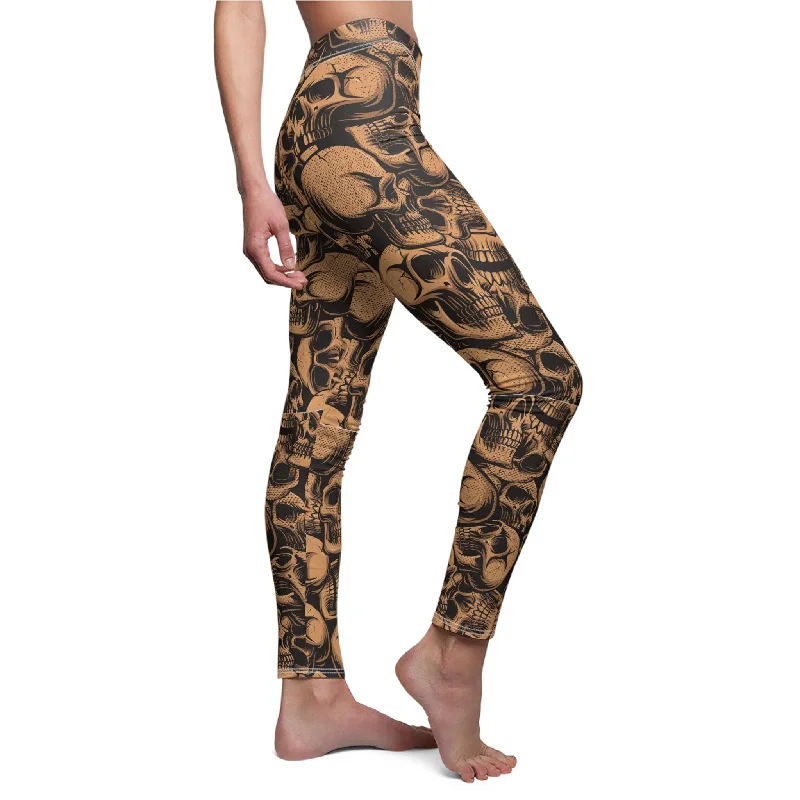 Women's Brown Skulls Soft Casual Leggings